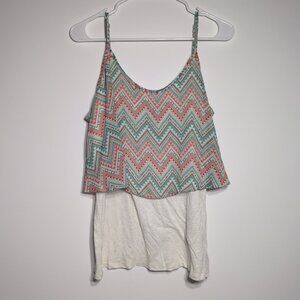 BCX Shirt Cami XL Womens Chevron Overlay Adjustable Layered Lightweight
